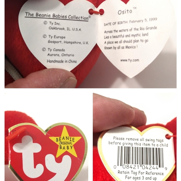 * Vintage * Rare * Ty Beanie Baby 'Osito the Bear' (1999) Details in Desc. - Picture 4 of 7